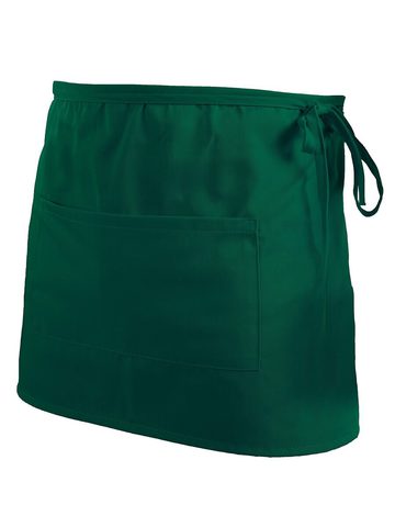 Basic Half Apron With Pocket - BG - BOTTLE-GREEN
