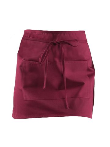 Basic Half Apron With Pocket - BURG - Burgundy
