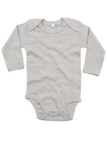 Organic Baby Long Sleeve Bodysuit - 070 - WHITE-HEATHER GREY MELANGE