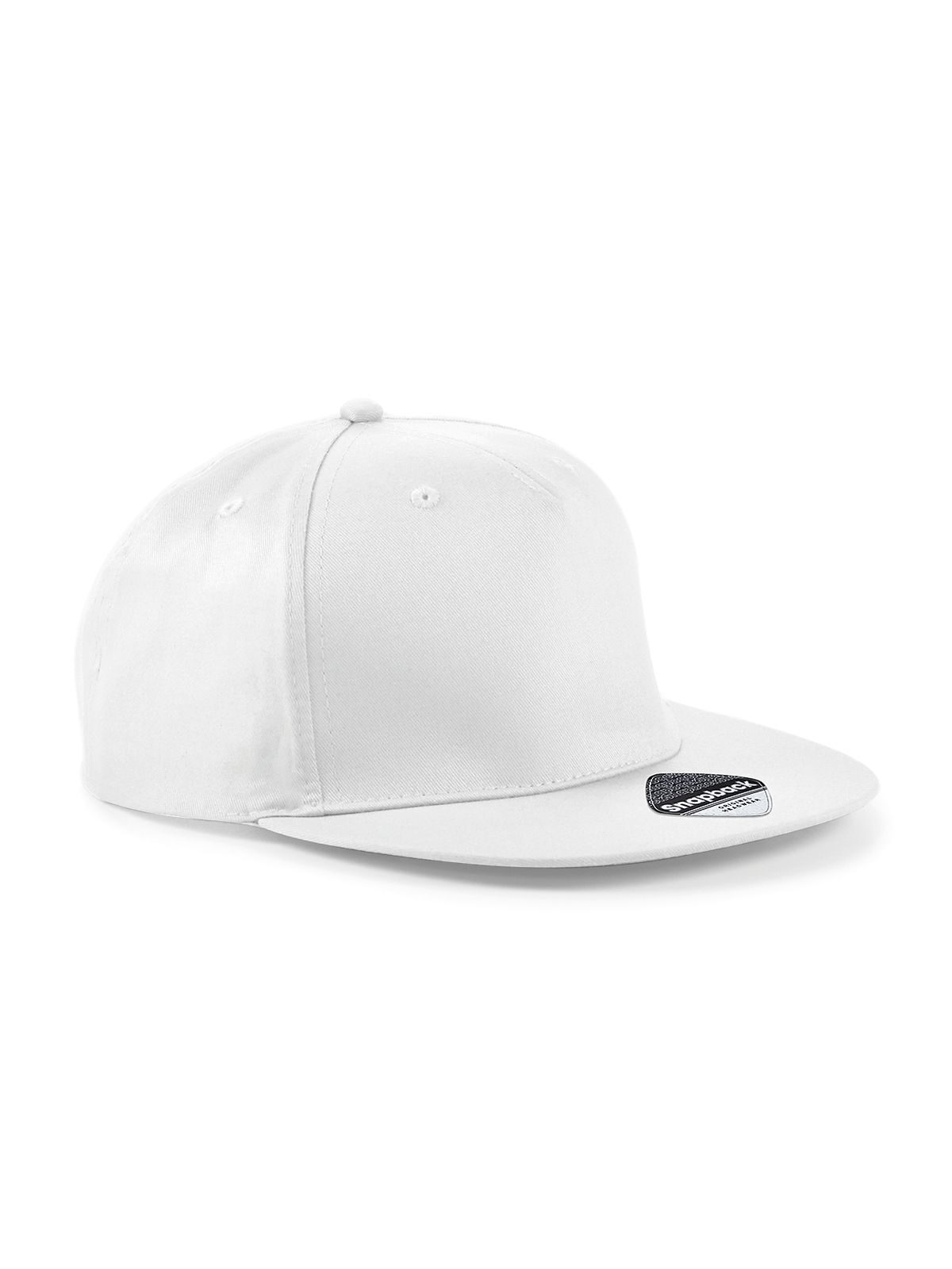 5 Panel Snapback Rapper Cap - white