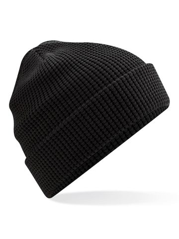 Organic Cotton Waffle Beanie - BLACK