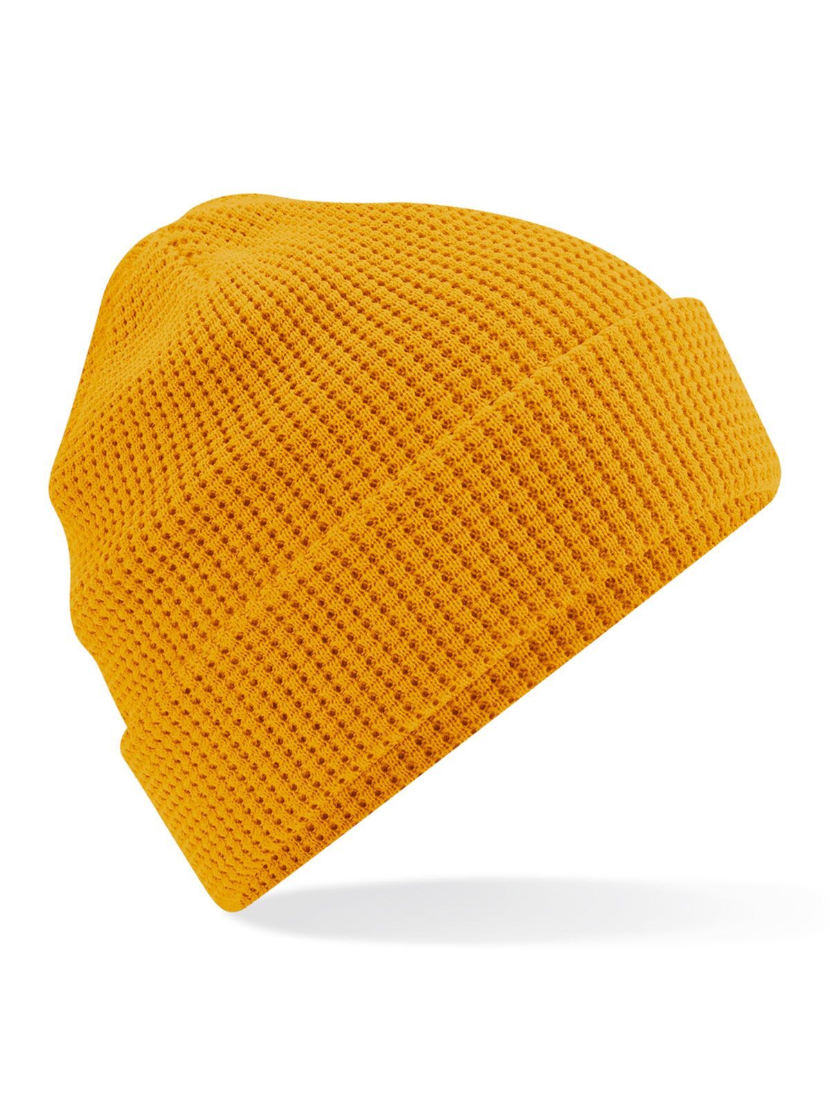 Organic Cotton Waffle Beanie - Mustard