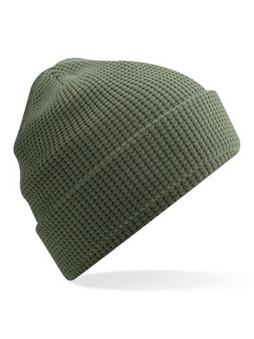 Organic Cotton Waffle Beanie - OLIVE GREEN