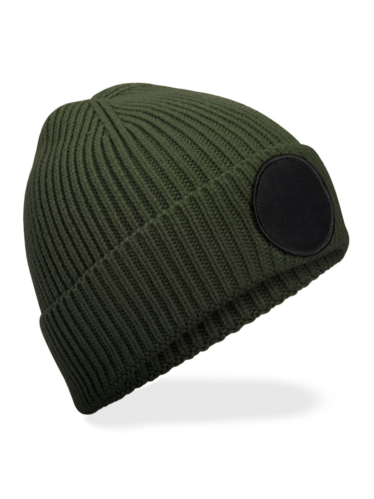 Circular Fashion Patch Beanie - Olive green/black