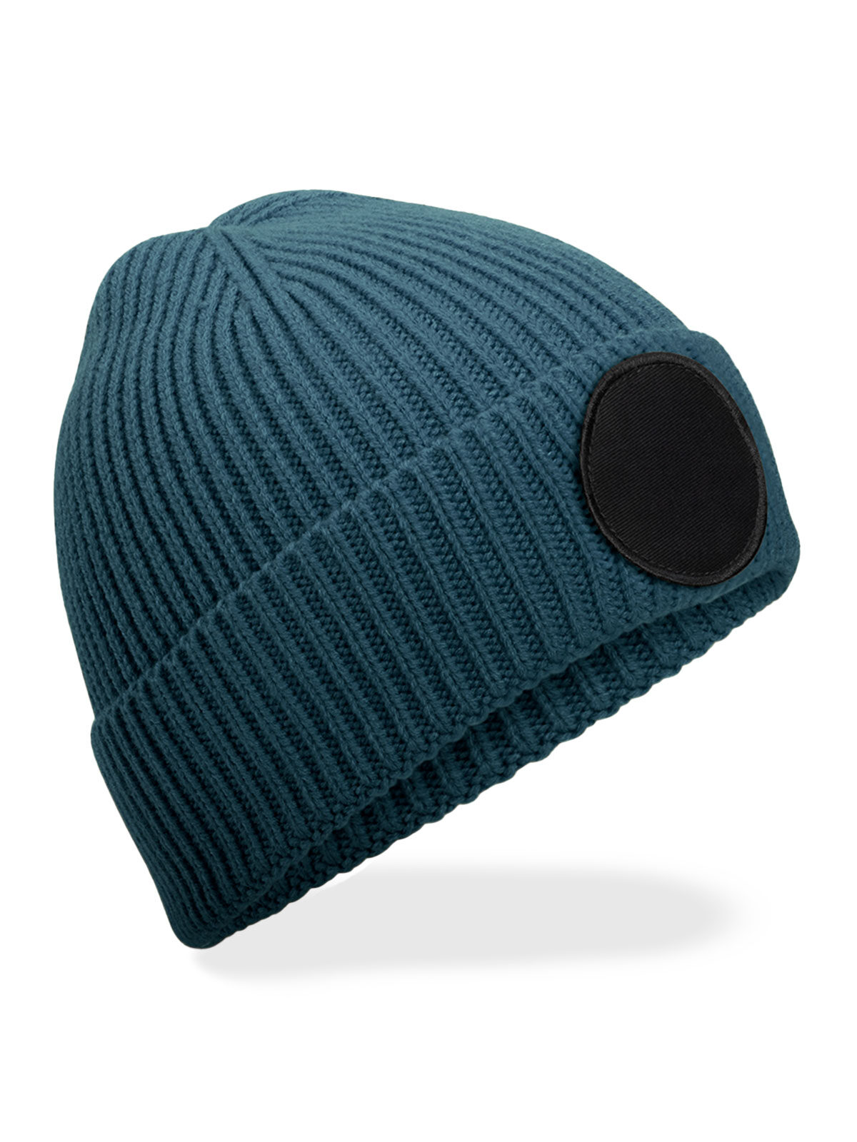 Circular Fashion Patch Beanie - Airforce blue/black