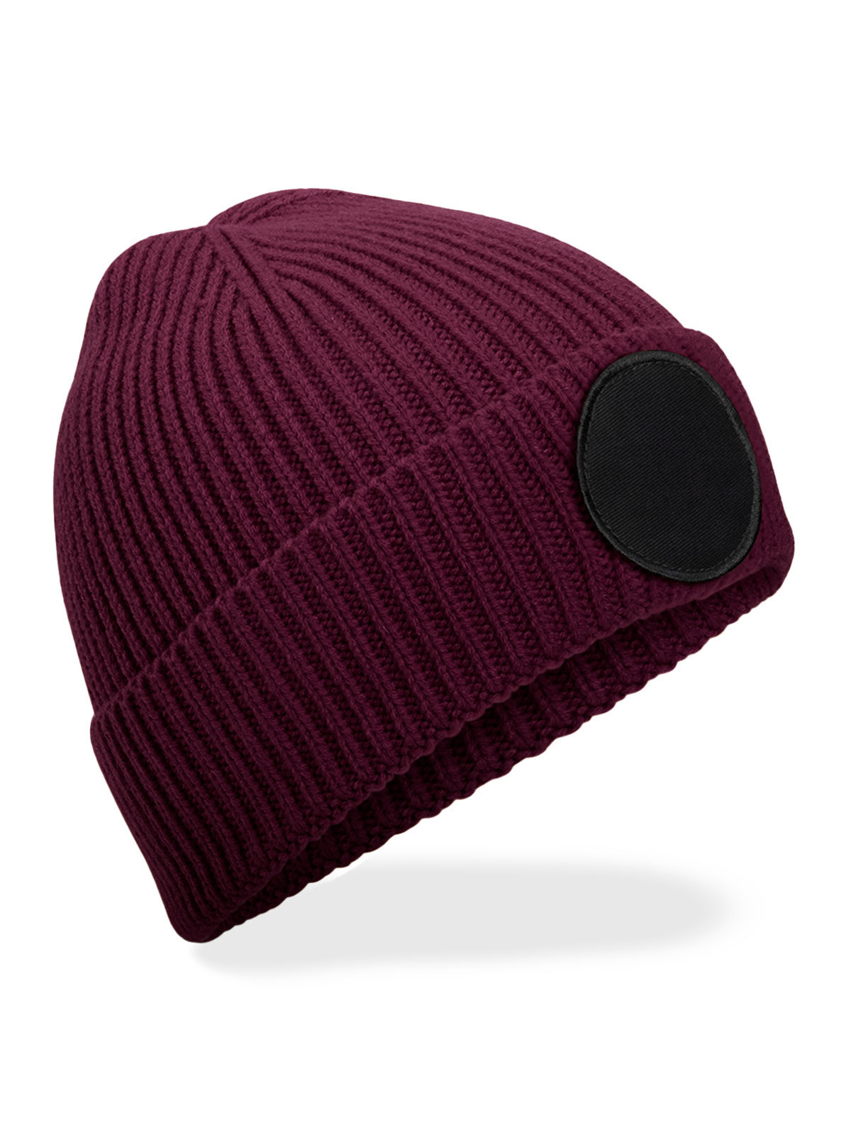 Circular Fashion Patch Beanie - Burgundy/black