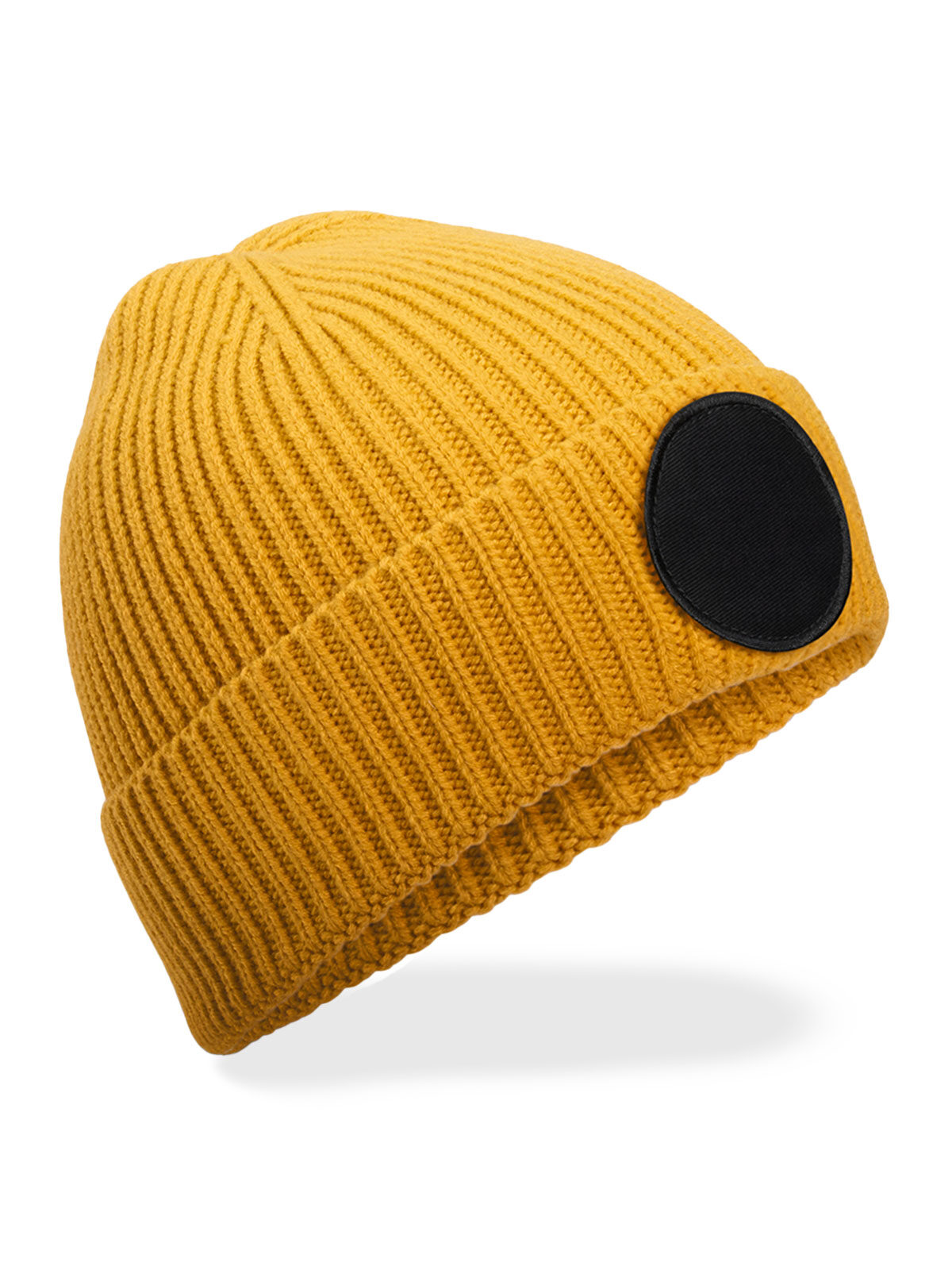 Circular Fashion Patch Beanie - Mustard/black