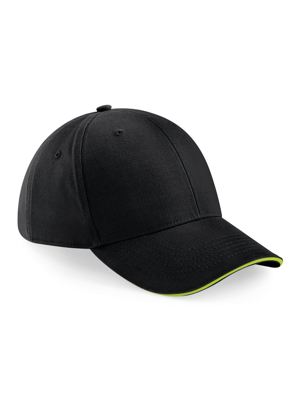 Athleisure 6 Panel Cap - Black/lime green