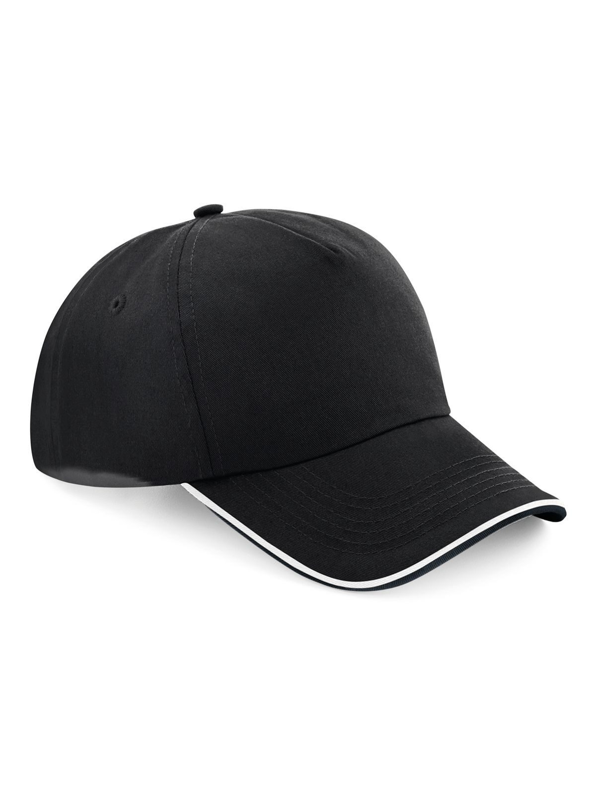 Authentic 5 Panel Cap - Piped Peak - Black/white