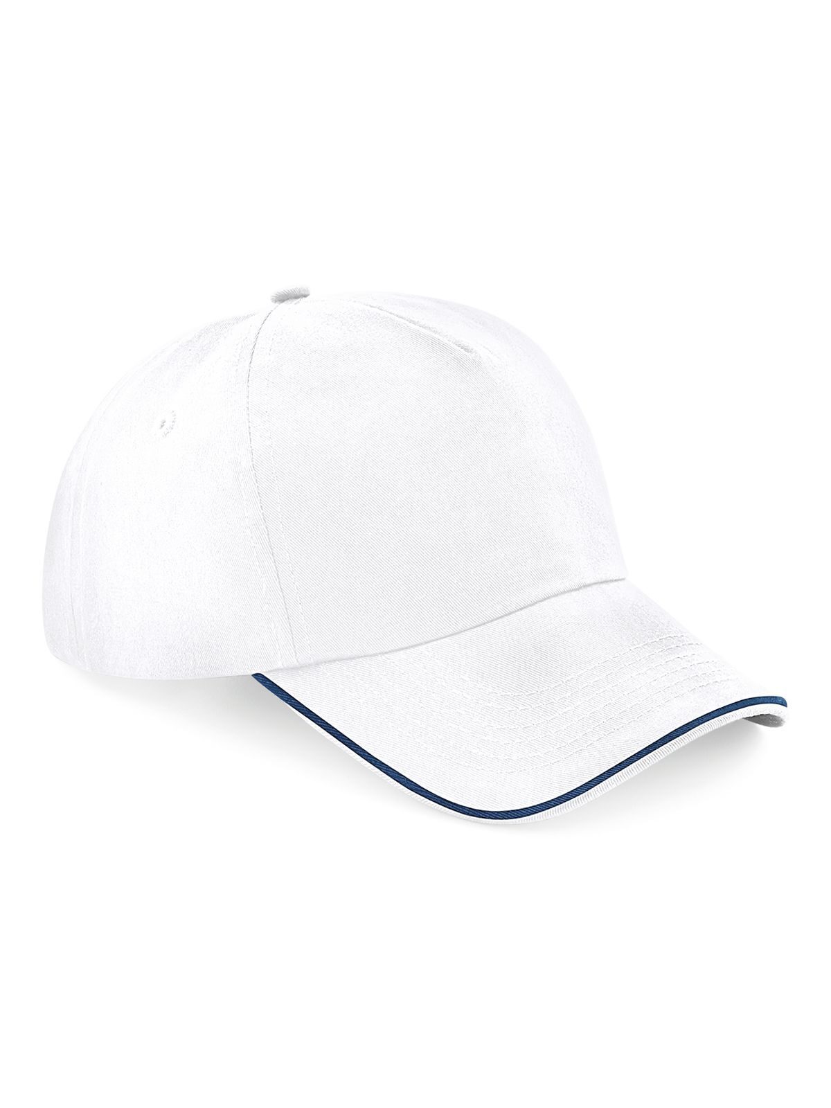Authentic 5 Panel Cap - Piped Peak - White/french navy