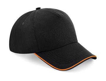 Aut 5 Panel Cap - Piped Peak - BLACK-ORANGE