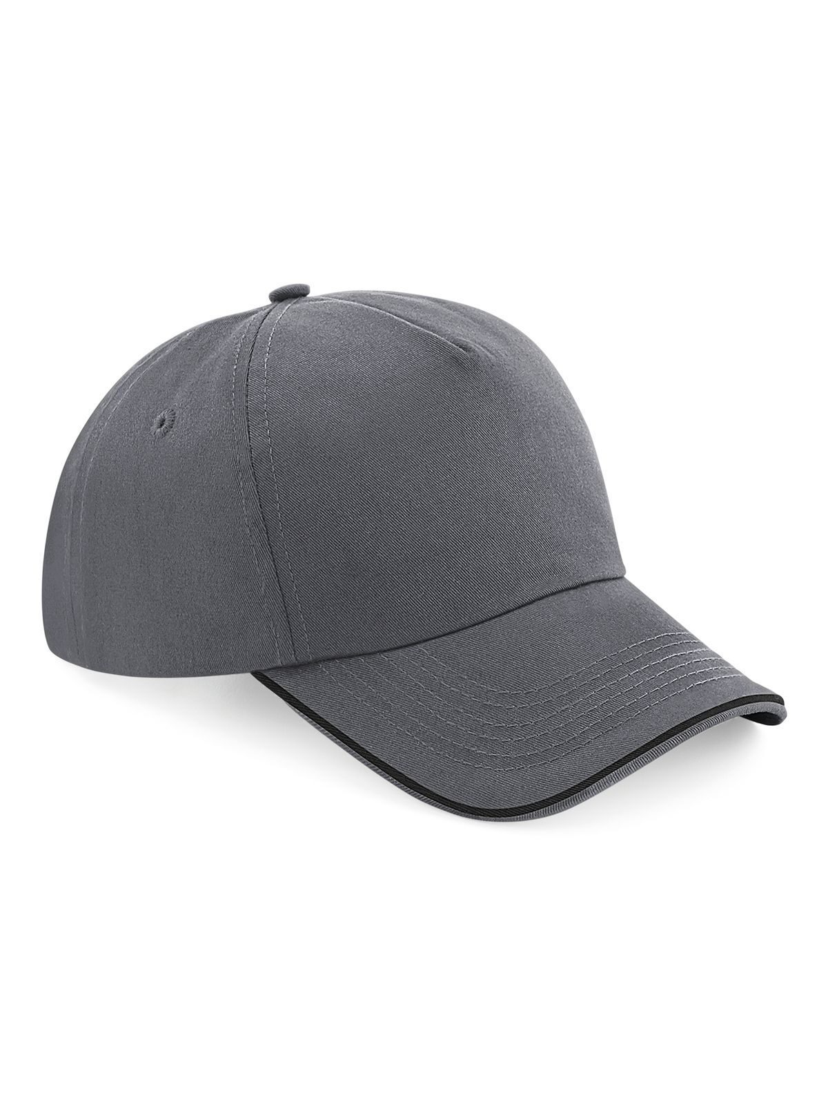 Authentic 5 Panel Cap - Piped Peak - Graphite grey/black