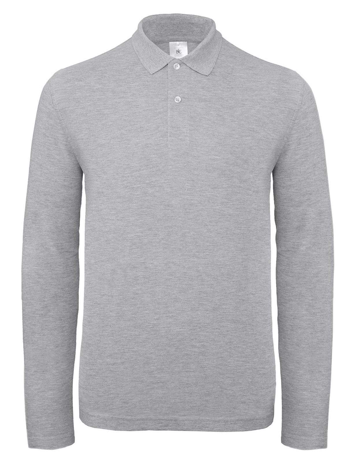 Men´s Long Sleeve Polo ID.001 - 610 - Heather Grey