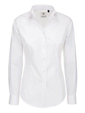 Camicia donna LS Poplin Black Tie Elastane - 001 - White