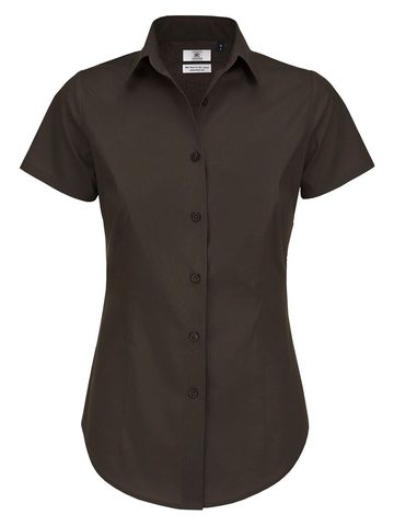 Camicia donna SSL Poplin Black Tie Elastane - 146 - Coffee Bean