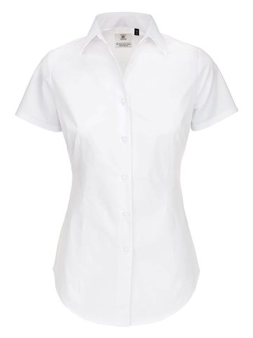Camicia donna SSL Poplin Black Tie Elastane - 001 - White