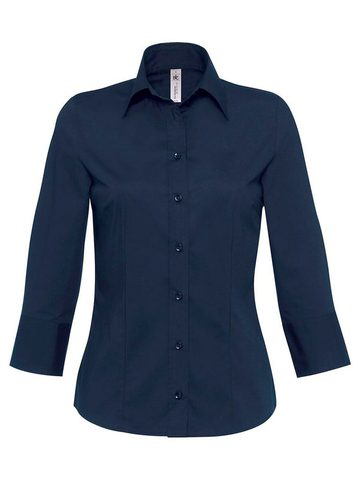 Camicia Milano/women Popelin Shirt 3/4 sleeves - 003 - Navy