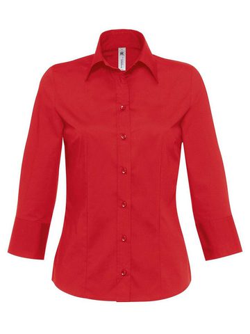 Camicia Milano/women Popelin Shirt 3/4 sleeves - 371 - Deep Red