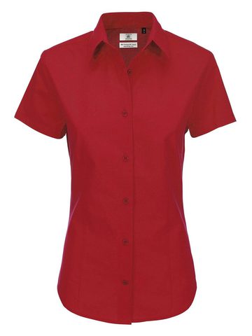 Camicia donna popeline maniche corte Heritage - 371 - Deep Red