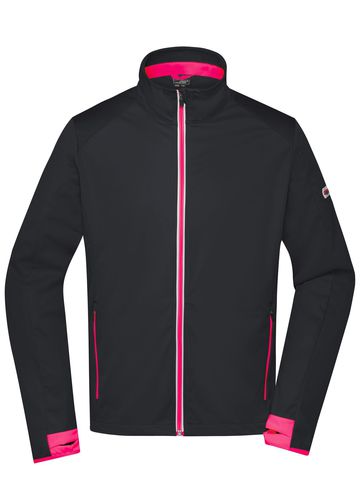 Men's Sports Softshell Jacket - BLLRD - Black - Light Red