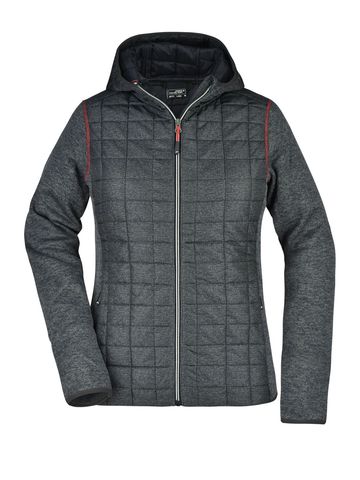 Ladies' Knitted Hybrid Jacket - GMANM - grey - melange - anthracite - melang