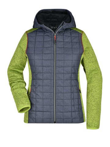Ladies' Knitted Hybrid Jacket - KMANM - kiwi - melange - anthracite - melange