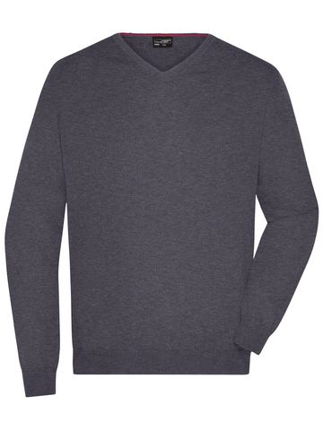 Men's V-Neck Pullover - ANME - anthracite-melange