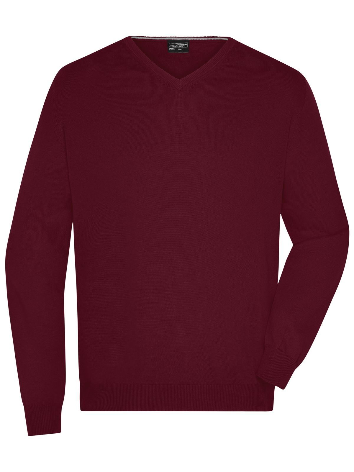 Men´s V-Neck Pullover - BONA - BORDEAUX-NATURAL