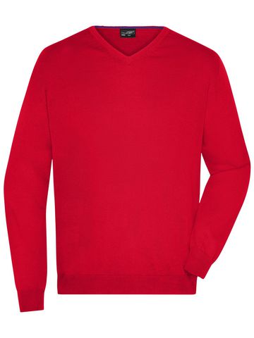 Men's V-Neck Pullover - RD - Red
