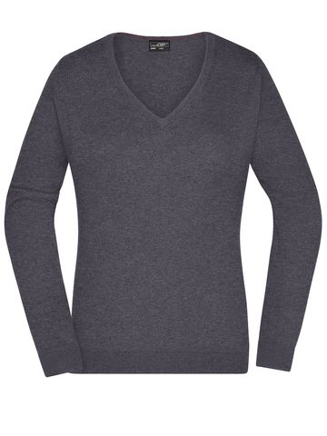 Ladies' V-Neck Pullover - ANME - anthracite-melange