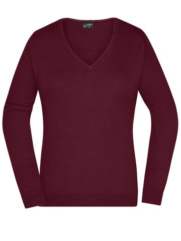 Ladies' V-Neck Pullover - BO - bordeaux