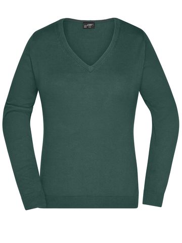 Ladies' V-Neck Pullover - FO - forest green
