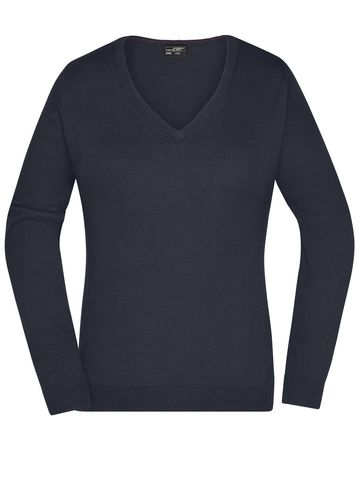 Ladies' V-Neck Pullover - BL - Black