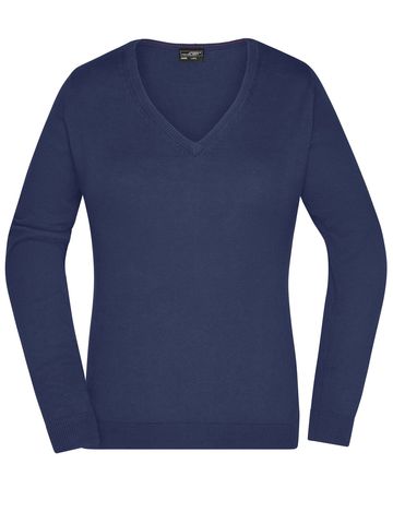 Ladies' V-Neck Pullover - NY - Navy