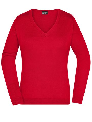 Ladies' V-Neck Pullover - RD - Red