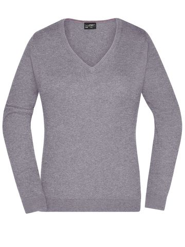 Ladies' V-Neck Pullover - GREHE - grey heather