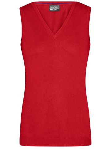 Ladies' V-Neck Gilet - RD - Red