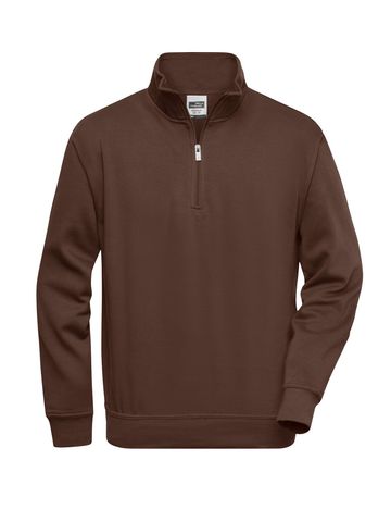 Workwear Half Zip Sweat - BR- BROWN
