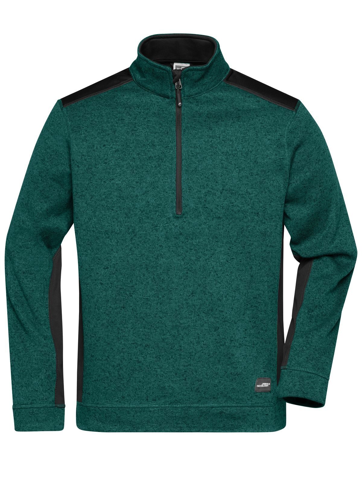 Men´s Knitted Workwear Fleece Half-Zip - STRONG - - DGMBL - DARK GREEN MELANGE -BLACK