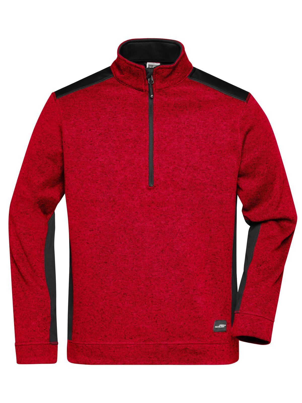 Men´s Knitted Workwear Fleece Half-Zip - STRONG - - RDMEBL - RED MELANGE- BLACK