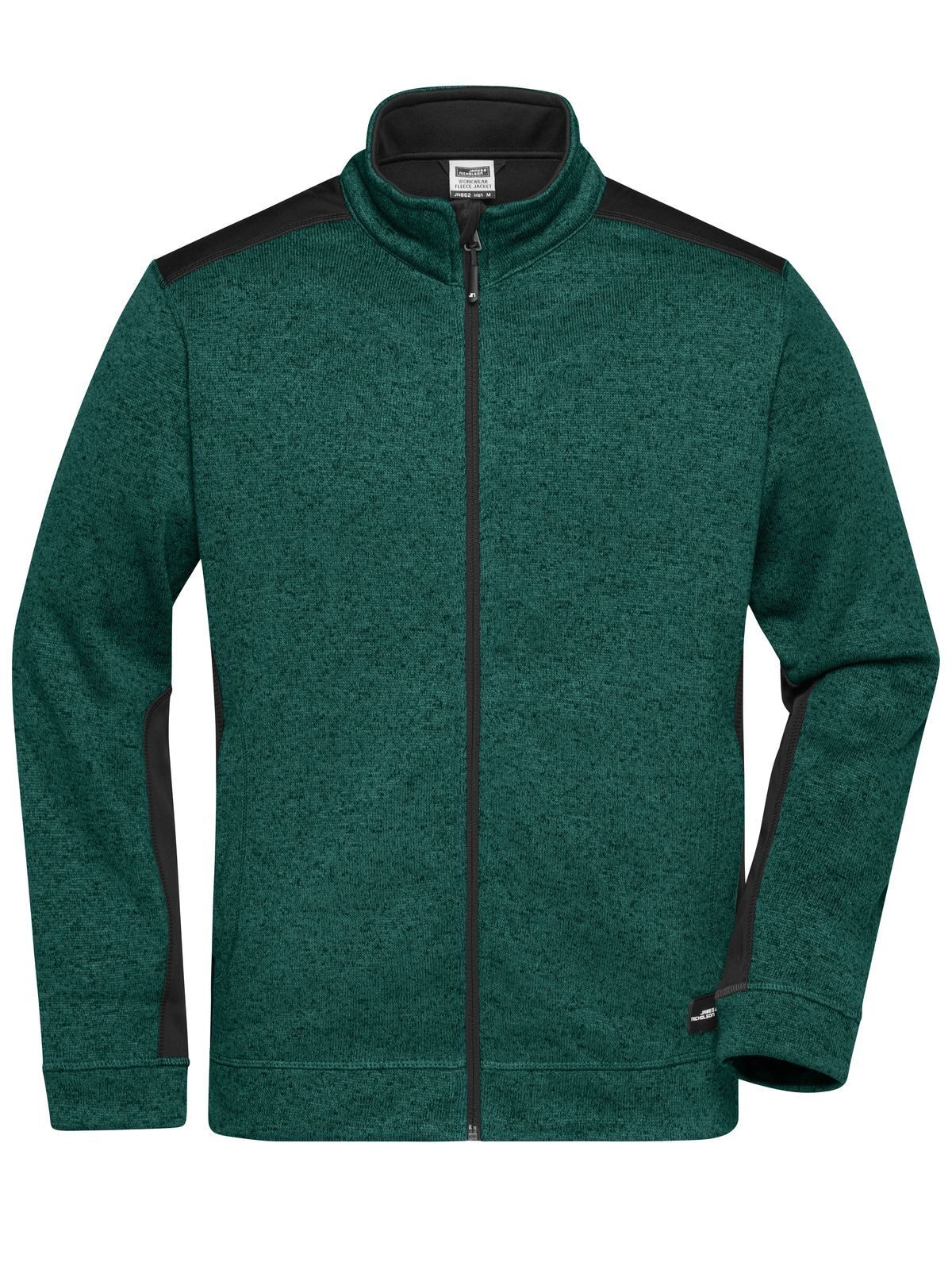 Men´s Knitted Workwear Fleece Jacket -STRONG- - DGMBL - DARK GREEN MELANGE -BLACK