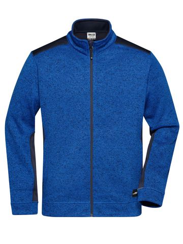 Men's Knitted Workwear Fleece Jacket - RYMNY - ROYAL MELANGE -NAVY