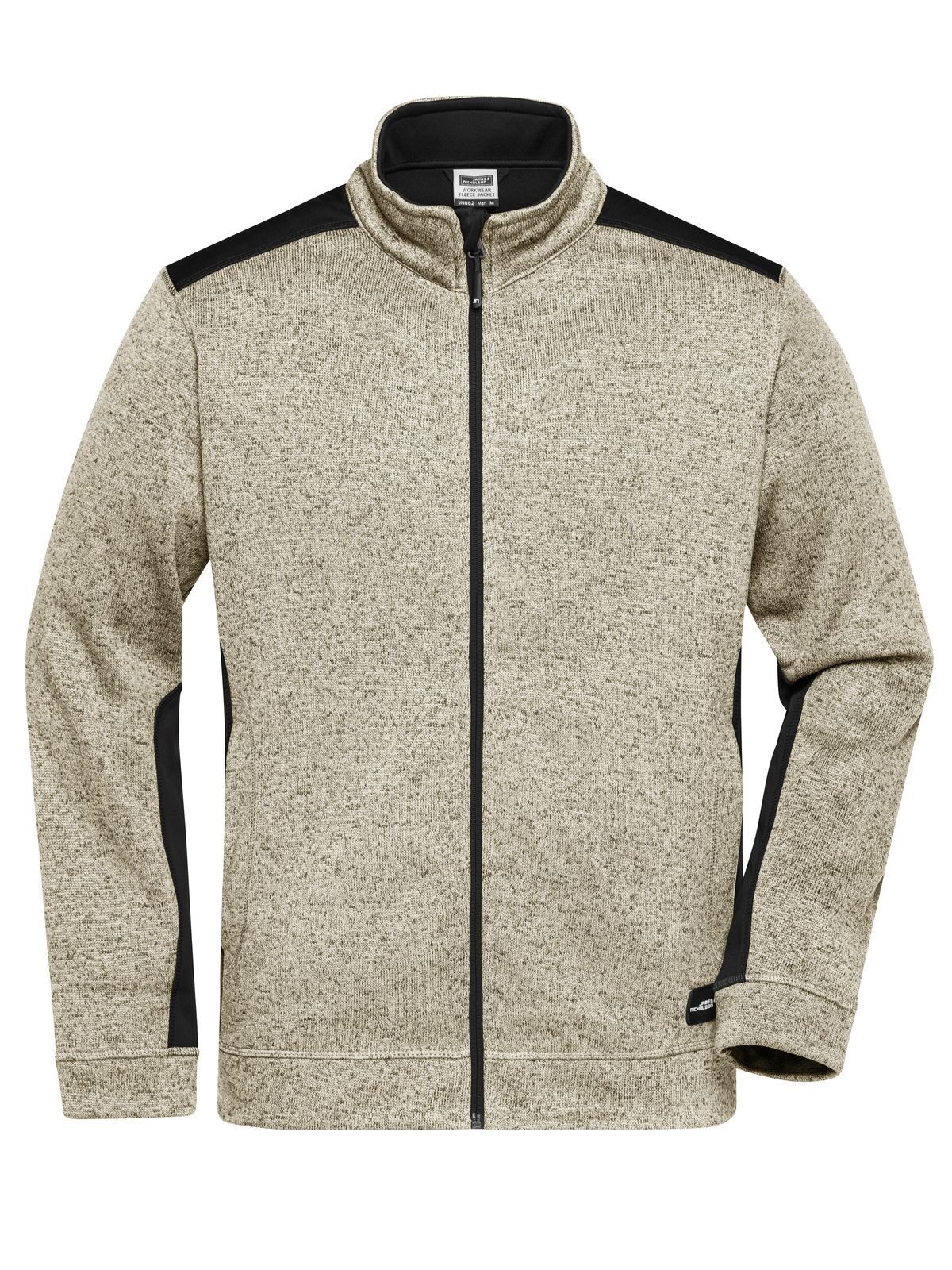 Men´s Knitted Workwear Fleece Jacket -STRONG- - STMBL - STONE MELANGE - BLACK