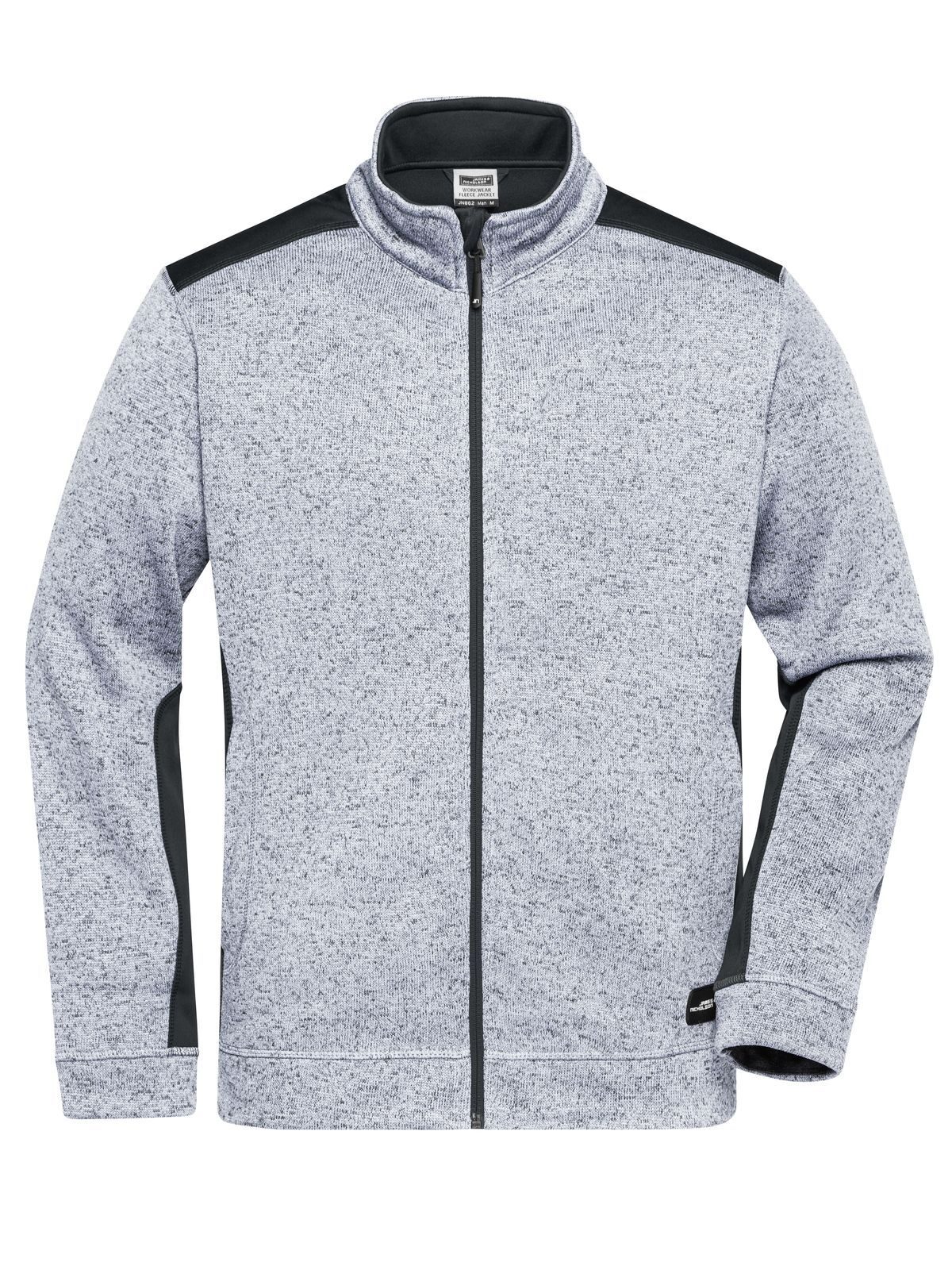 Men´s Knitted Workwear Fleece Jacket -STRONG- - WHMCB - WHITE MELANGE -CARBON