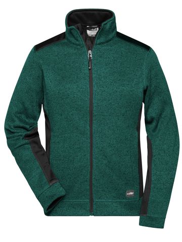 Ladies' Knitted Workwear Fleece Jacket - DGMBL - DARK GREEN MELANGE -BLACK
