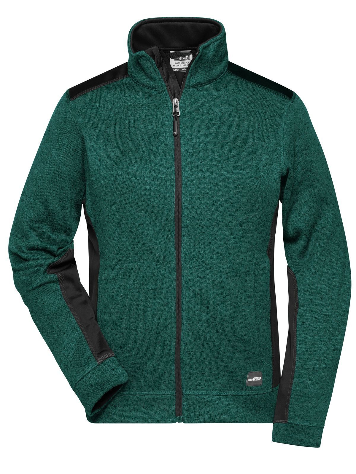 Ladies´ Knitted Workwear Fleece Jacket -STRONG- - DGMBL - DARK GREEN MELANGE -BLACK
