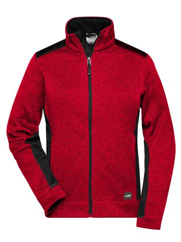 Ladies' Knitted Workwear Fleece Jacket - RDMEBL - RED MELANGE- BLACK