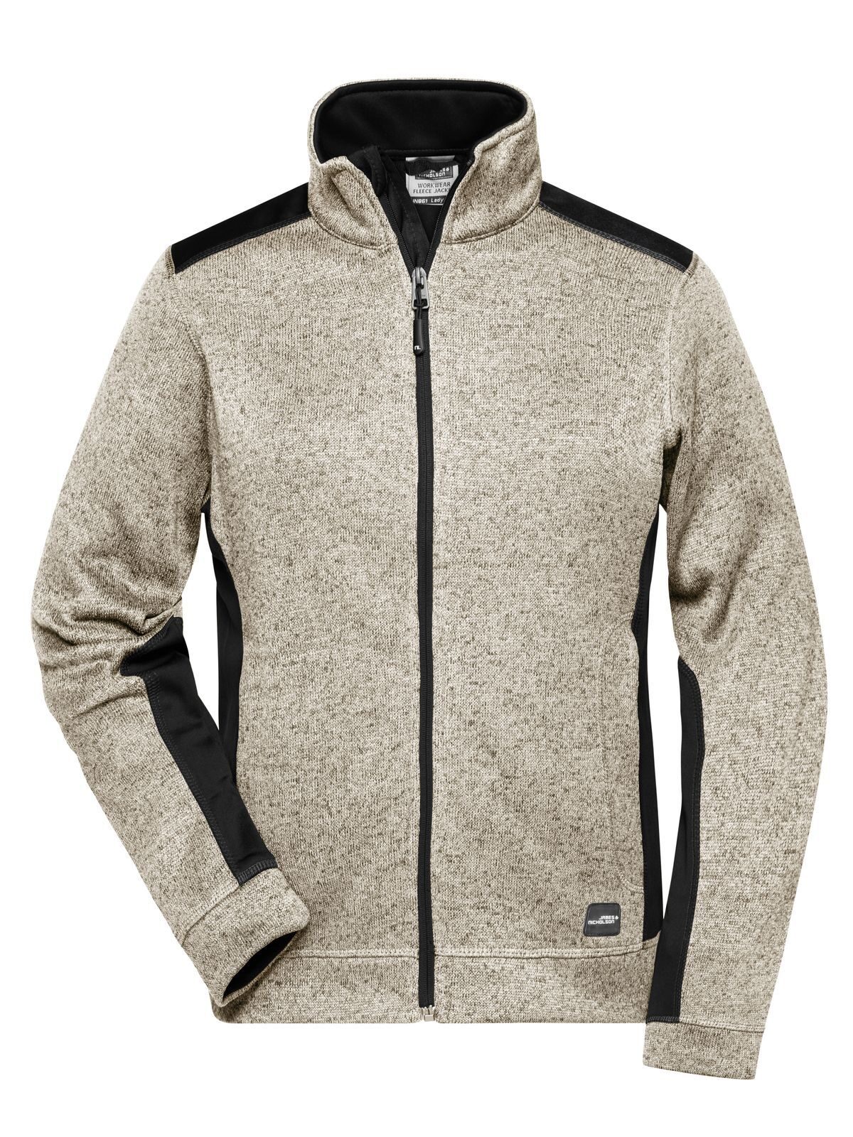 Ladies´ Knitted Workwear Fleece Jacket -STRONG- - STMBL - STONE MELANGE - BLACK