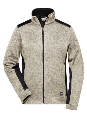 Ladies' Knitted Workwear Fleece Jacket - STMBL - STONE MELANGE - BLACK