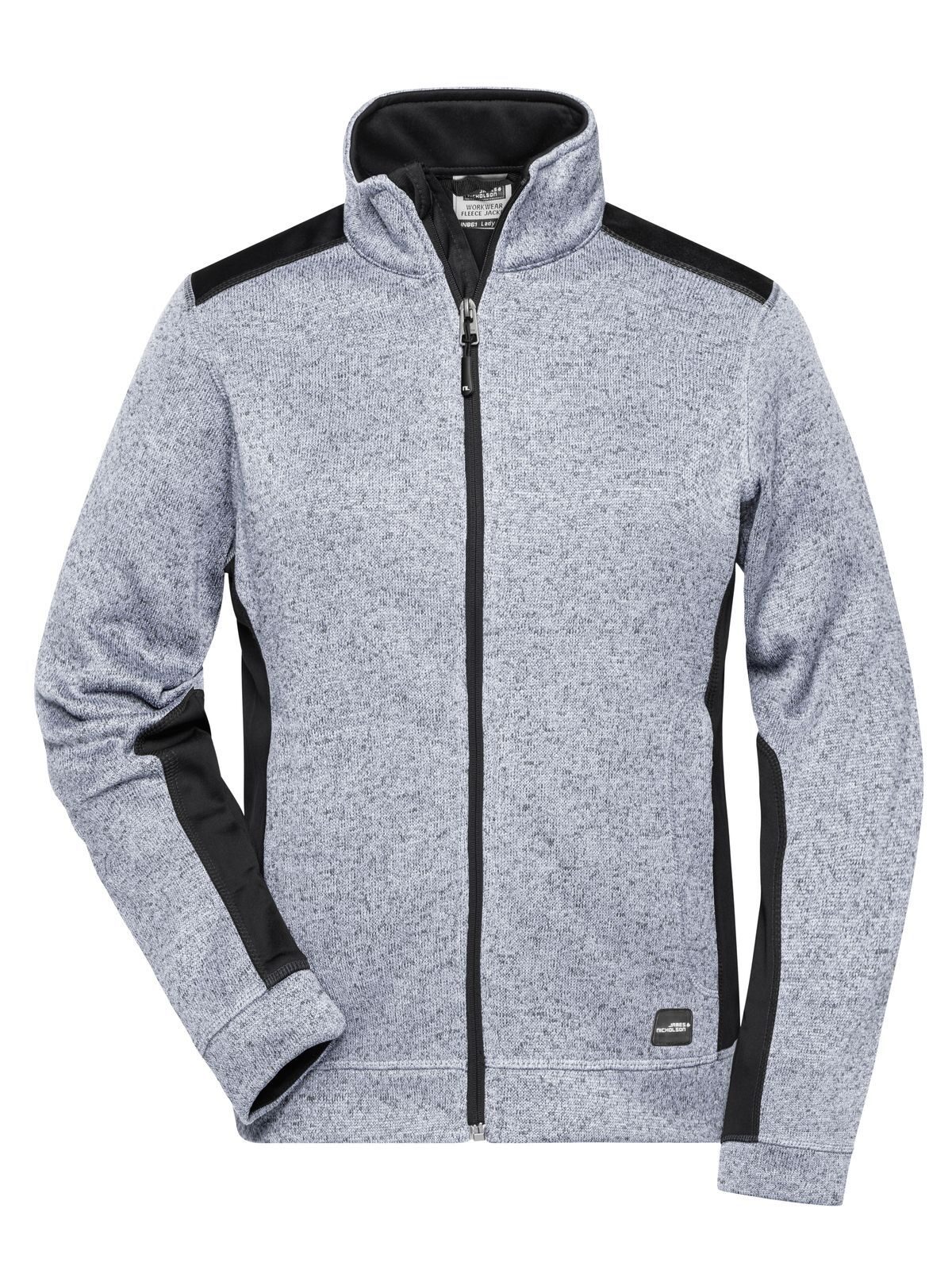 Ladies´ Knitted Workwear Fleece Jacket -STRONG- - WHMCB - WHITE MELANGE -CARBON